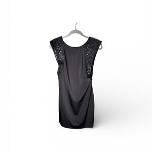 Cache Black Beaded Sleeveless Dress Low Back 4